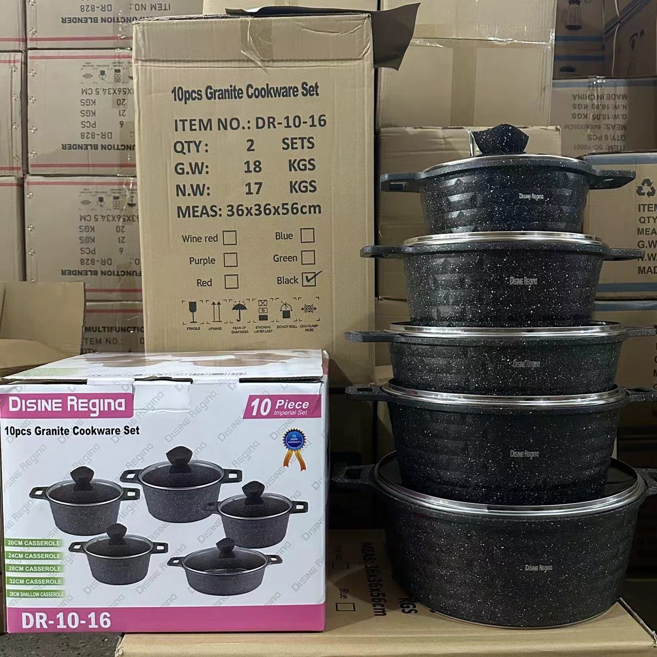 Ready Ship Stock 10 pieces Panelas Cookware Set New Arrival Home Use Aluminium Alloy Cookware Set