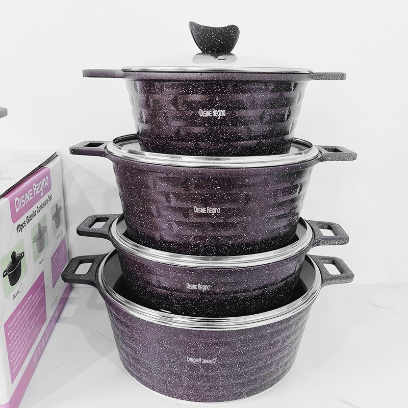 Ready Ship Stock 10 pieces Panelas Cookware Set New Arrival Home Use Aluminium Alloy Cookware Set