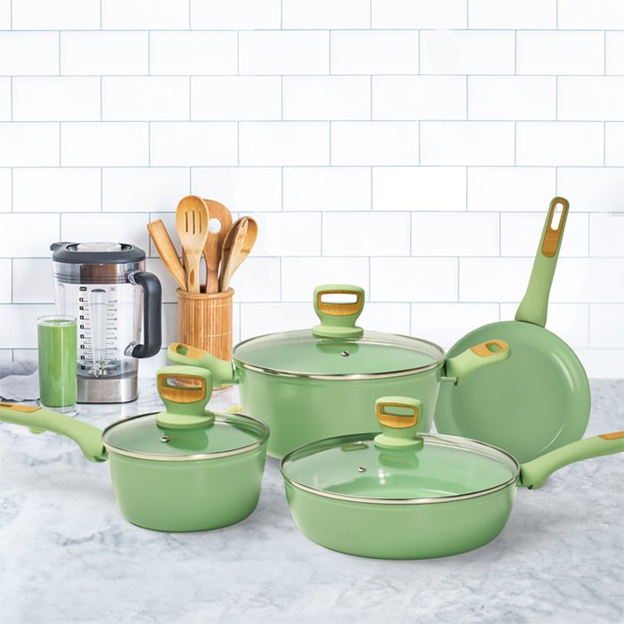 Custom Nonstick ceramic coating Aluminium Induction Bottom cooking pots pans cookware sets