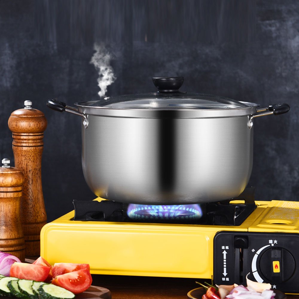 10-Piece Kitchen Cast Iron Non-Stick Cookware Set Soup & Stock Pots with Stainless Steel Hot Food Warmer Cooking Metal Material