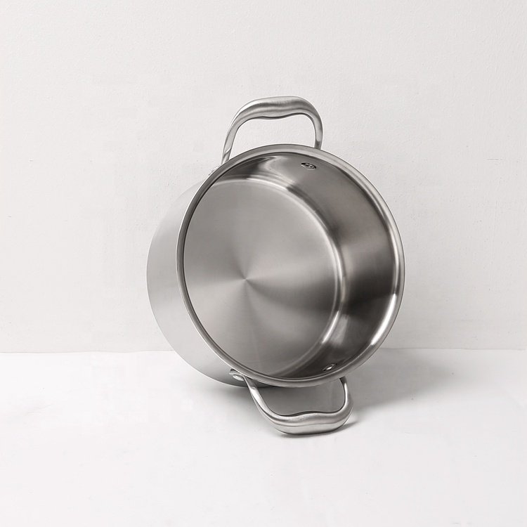 2023 New Design OEM/ODM Tri-ply Stainless Steel 18-28cm Casserole Stock Pot Cooking Pots Cookware Set with Glass Lid