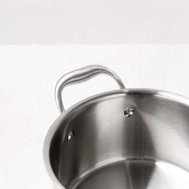 2023 New Design OEM/ODM Tri-ply Stainless Steel 18-28cm Casserole Stock Pot Cooking Pots Cookware Set with Glass Lid