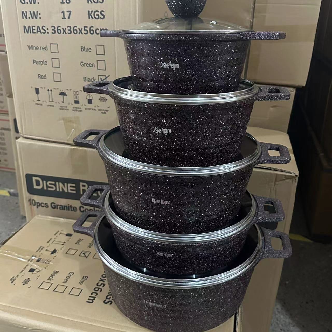 Non-Stick Inner Elegant Cookware Pan Coating 10 pieces Non-Stick Pots New Arrival Popular Cookware-Set