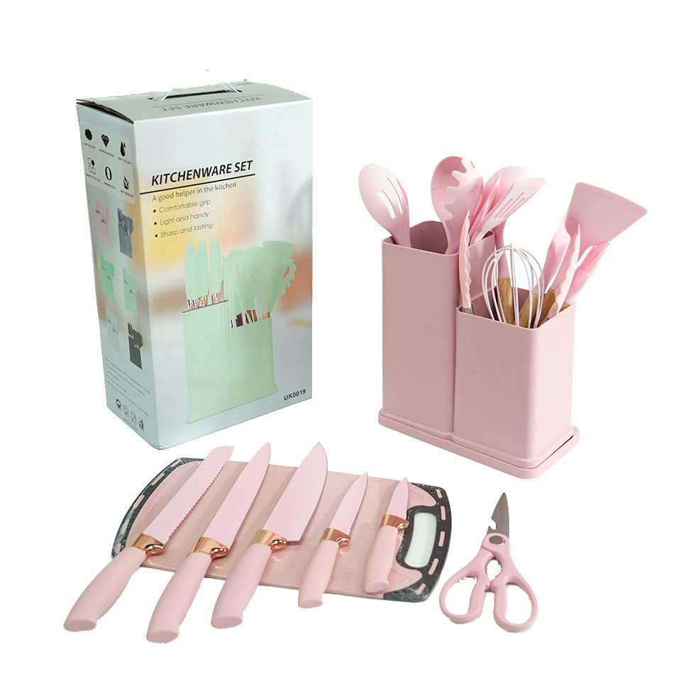 New Arrival 19 Pcs High Quality Food Grade Silicone Kitchenware set With Storage Bucket Kitchen Utensils set