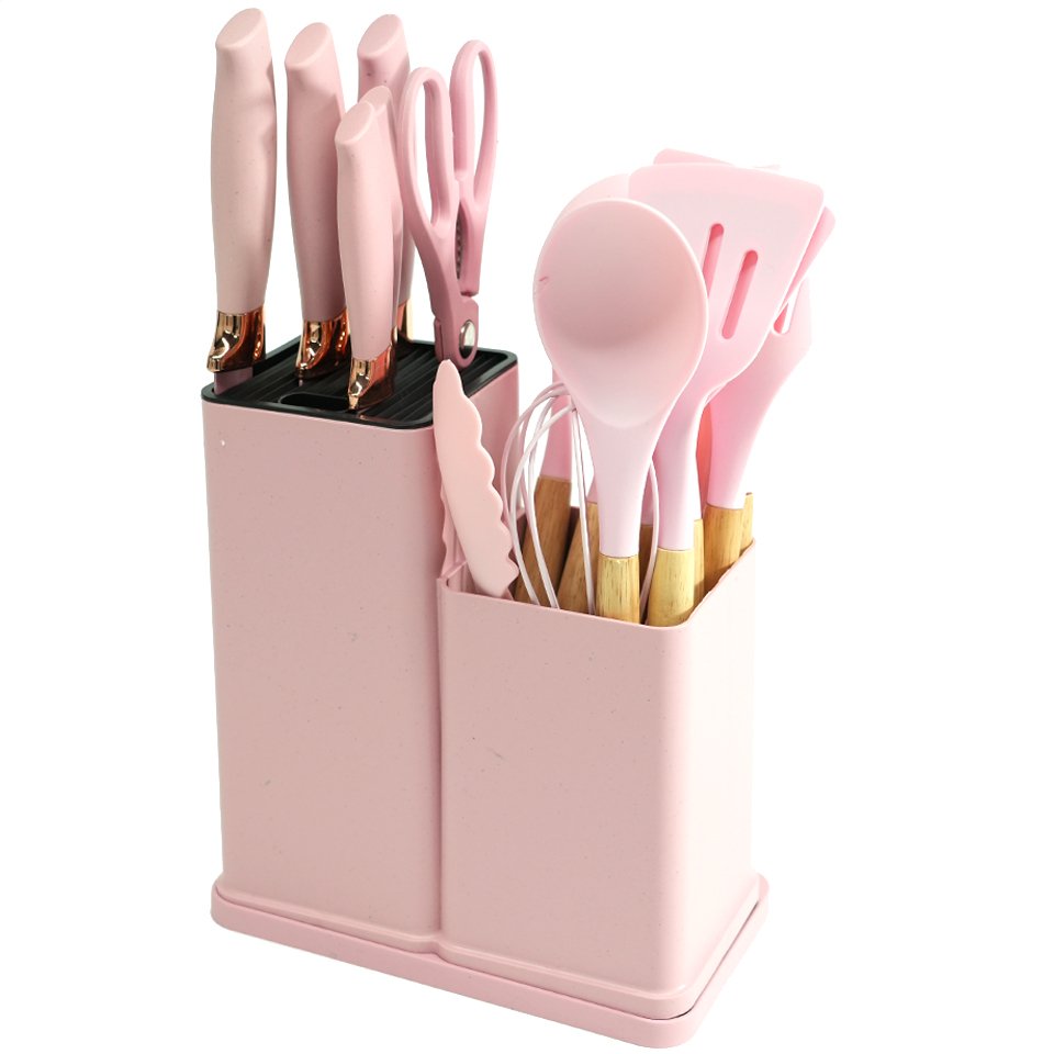 New Arrival 19 Pcs High Quality Food Grade Silicone Kitchenware set With Storage Bucket Kitchen Utensils set