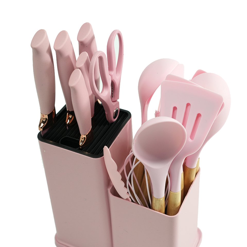New Arrival 19 Pcs High Quality Food Grade Silicone Kitchenware set With Storage Bucket Kitchen Utensils set