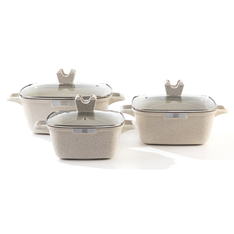 MGC Kitchen Custom Good Quality Hot Pot Set White Die Cast Ceramic Nonstick Cookware Set