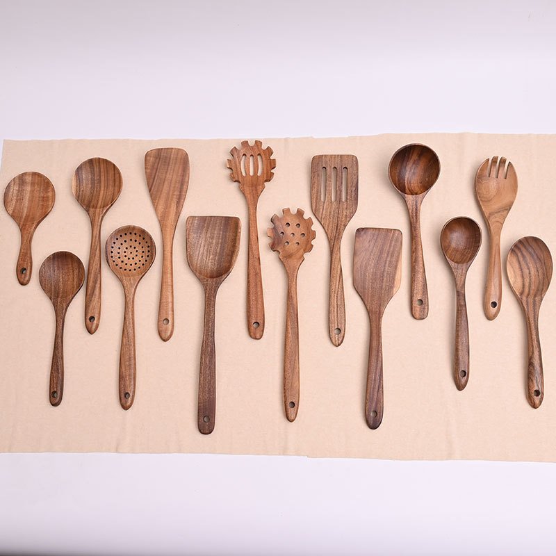 China Manufacture Natural Teak Cooking Spoon Wooden Utensils For Kitchen With High Quality