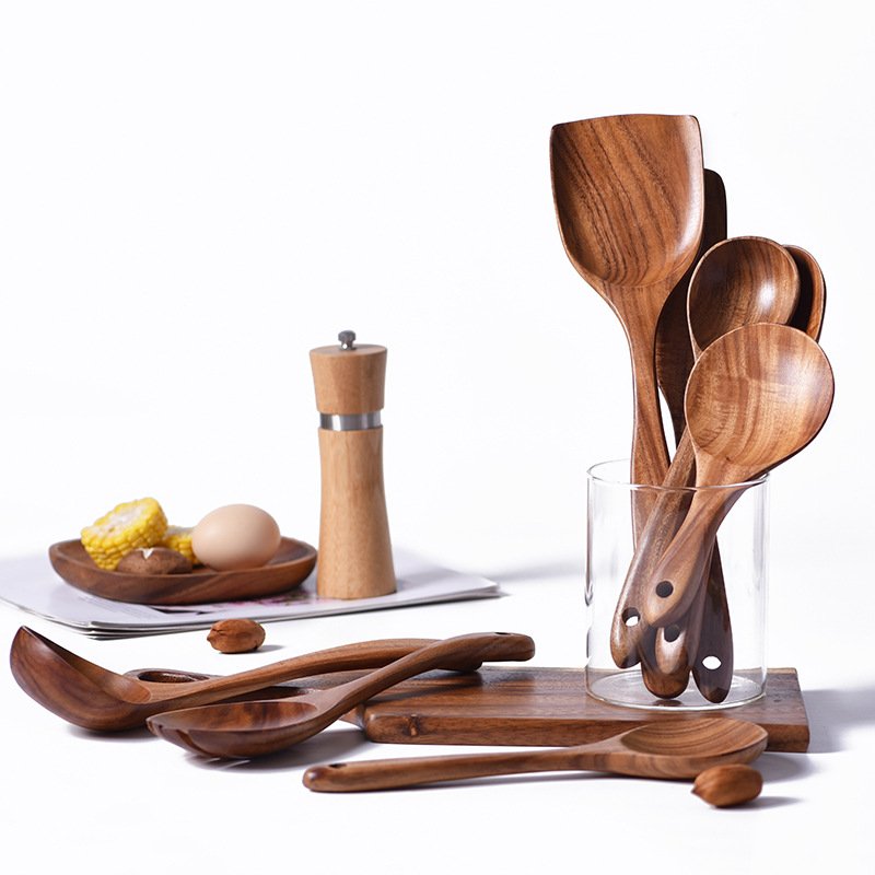 China Manufacture Natural Teak Cooking Spoon Wooden Utensils For Kitchen With High Quality