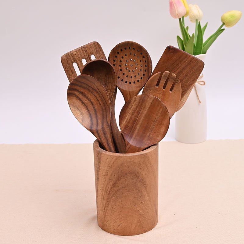China Manufacture Natural Teak Cooking Spoon Wooden Utensils For Kitchen With High Quality