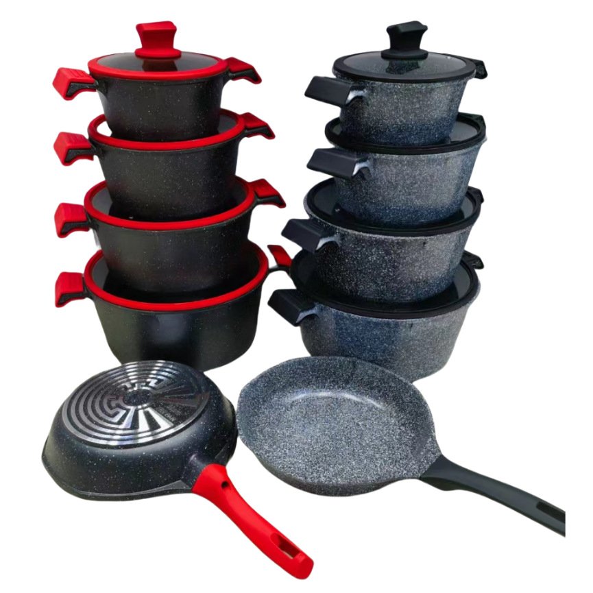 UCCLIFE OEM High Quality 14pcs Die-Cast Aluminium Nonstick Cookware Set American Induction Kitchen Cooking Pot Hot Sustainable