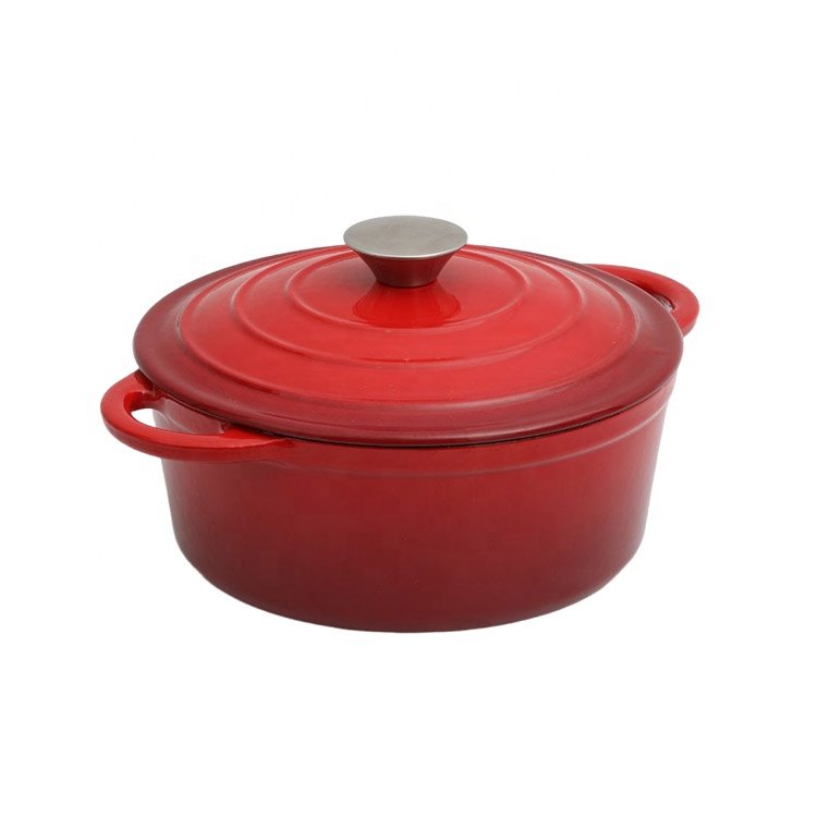 Factory Outlet Good Quality Nonstick 6 Pieces Cooking Pots and Pans Red Enamel Cast Iron Cookware Sets