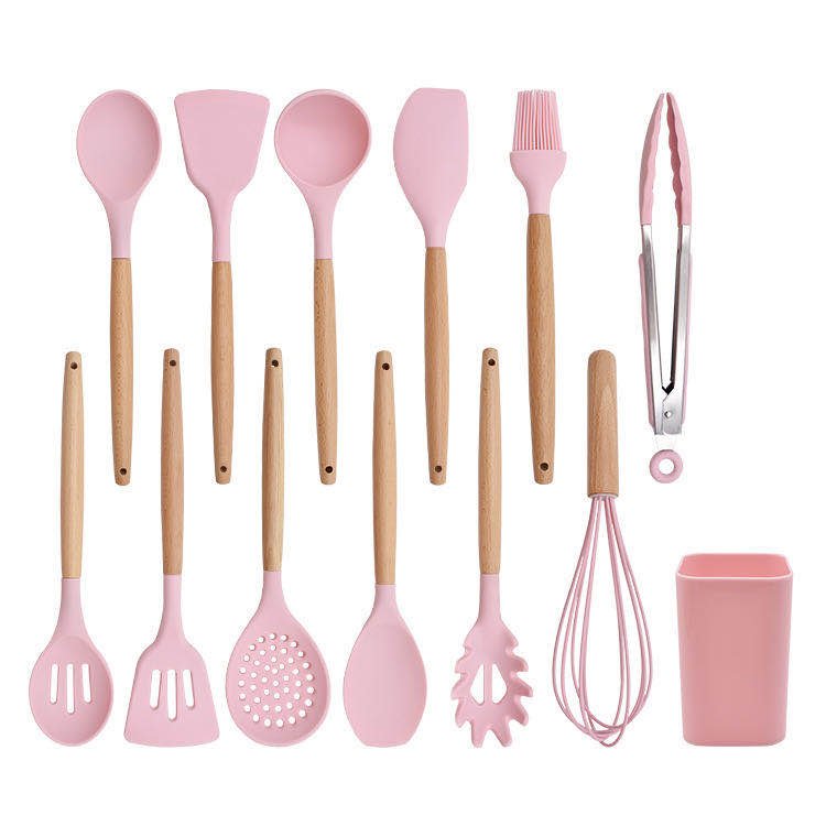 Heat resistant 12 pieces silicone kitchen cooking utensil set silicone non-stick kitchen utensils cookware set