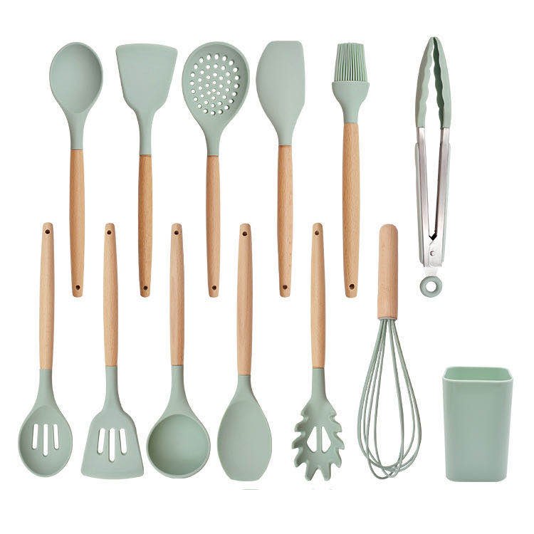 Heat resistant 12 pieces silicone kitchen cooking utensil set silicone non-stick kitchen utensils cookware set