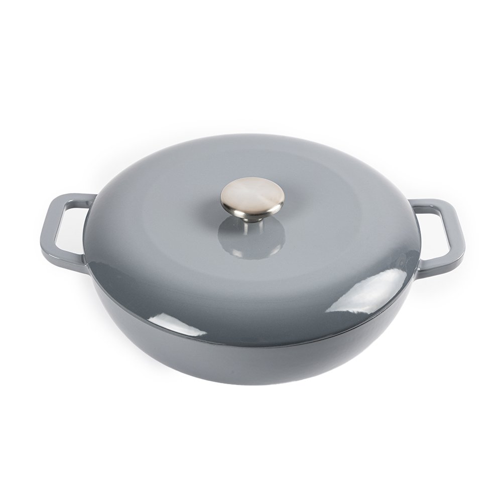 Smartpan Wholesale high quality cast iron Enameled 2pcs nonstick Pot grey Casserole Oven Kitchen Product
