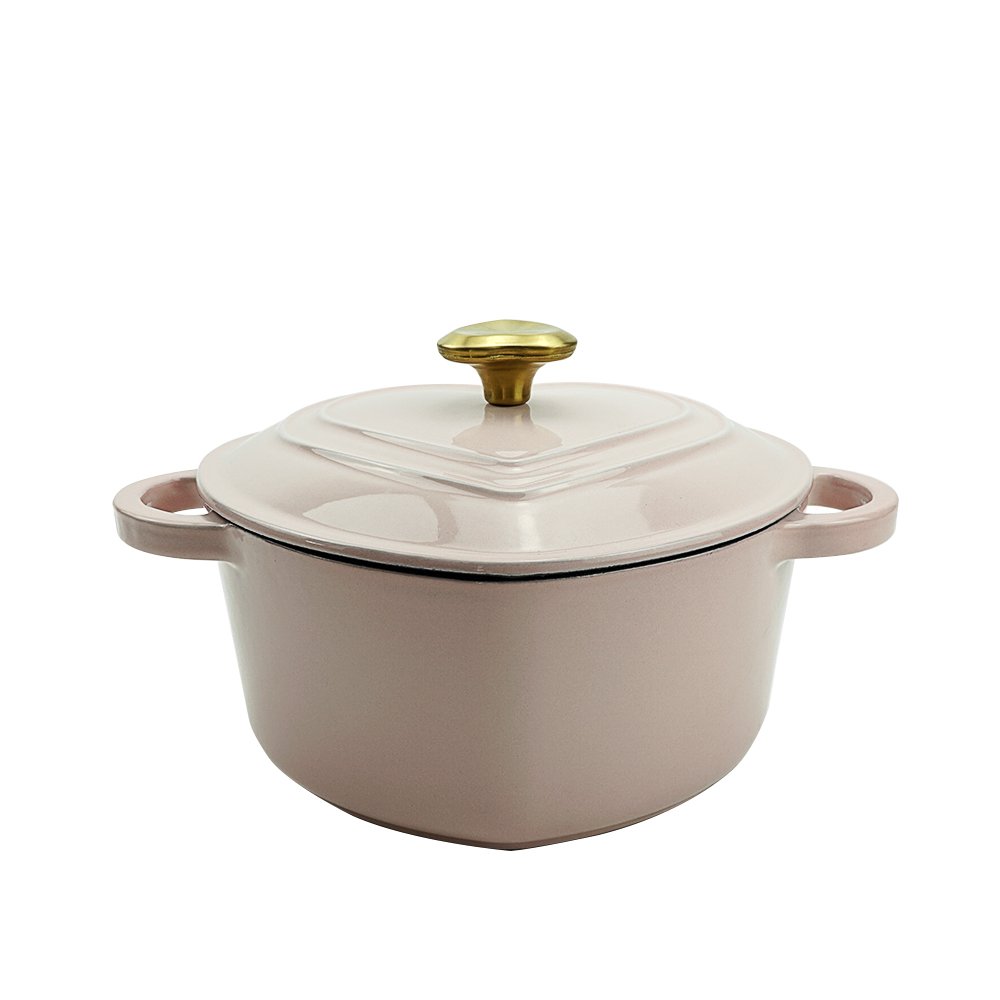 Low MOQ Custom Red Heart Shaped cocotte 18cm Cooking Pot Casseroles Enameled Cast Iron Dutch Oven Bread Baking Pot With Lid