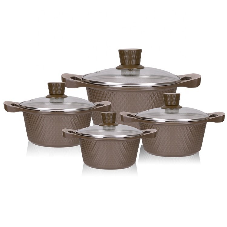 Hot Sell Aluminium 10Pcs Die Cast Diamond Shape Big Size Casserole Cookware Set Non Stick Cookware Set