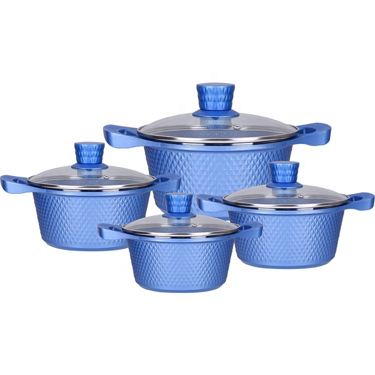 Hot Sell Aluminium 10Pcs Die Cast Diamond Shape Big Size Casserole Cookware Set Non Stick Cookware Set