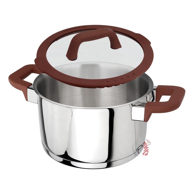 Wholesale customization kitchen 8pcs cooking pots stainless steel non stick cookware set with nylon handle
