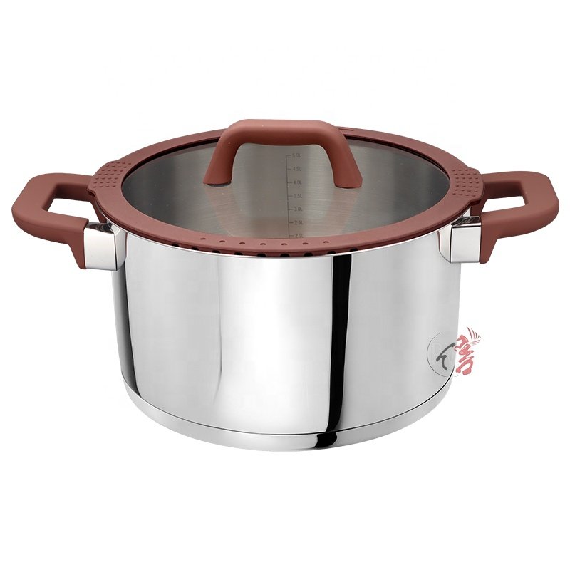 Wholesale customization kitchen 8pcs cooking pots stainless steel non stick cookware set with nylon handle