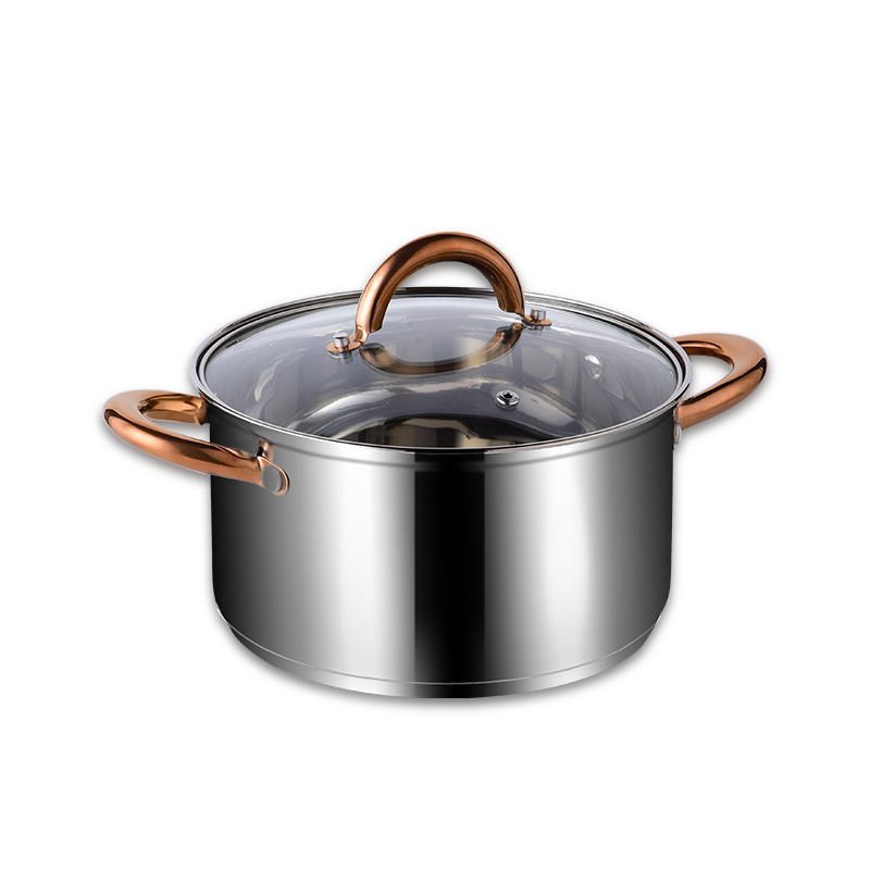 MYH Wholesale Classic Stainless Steel Silver 9-Piece Kitchen Cookware Set Soup & Stock Pots with Gold Handle
