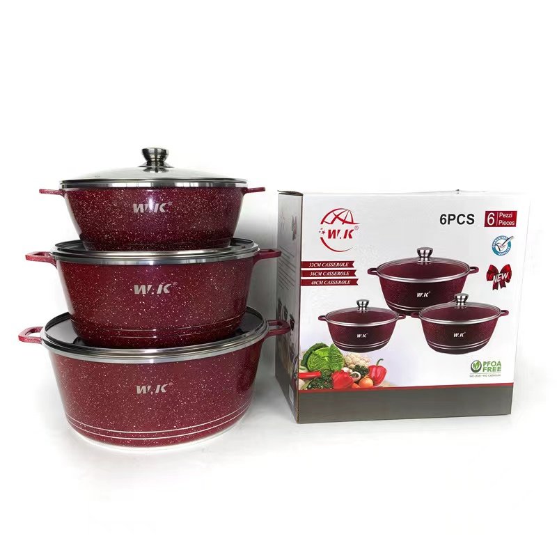 Factory Stock 6pcs Sets Cookware Set Thermal Cooker 32-36-42cm Large Kitchen Accessories Set Cookware