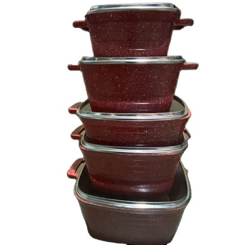 cookware set 14 Pcs granit marble coating die casting non-sitck carsseroles kitchenware set cook pots with lids