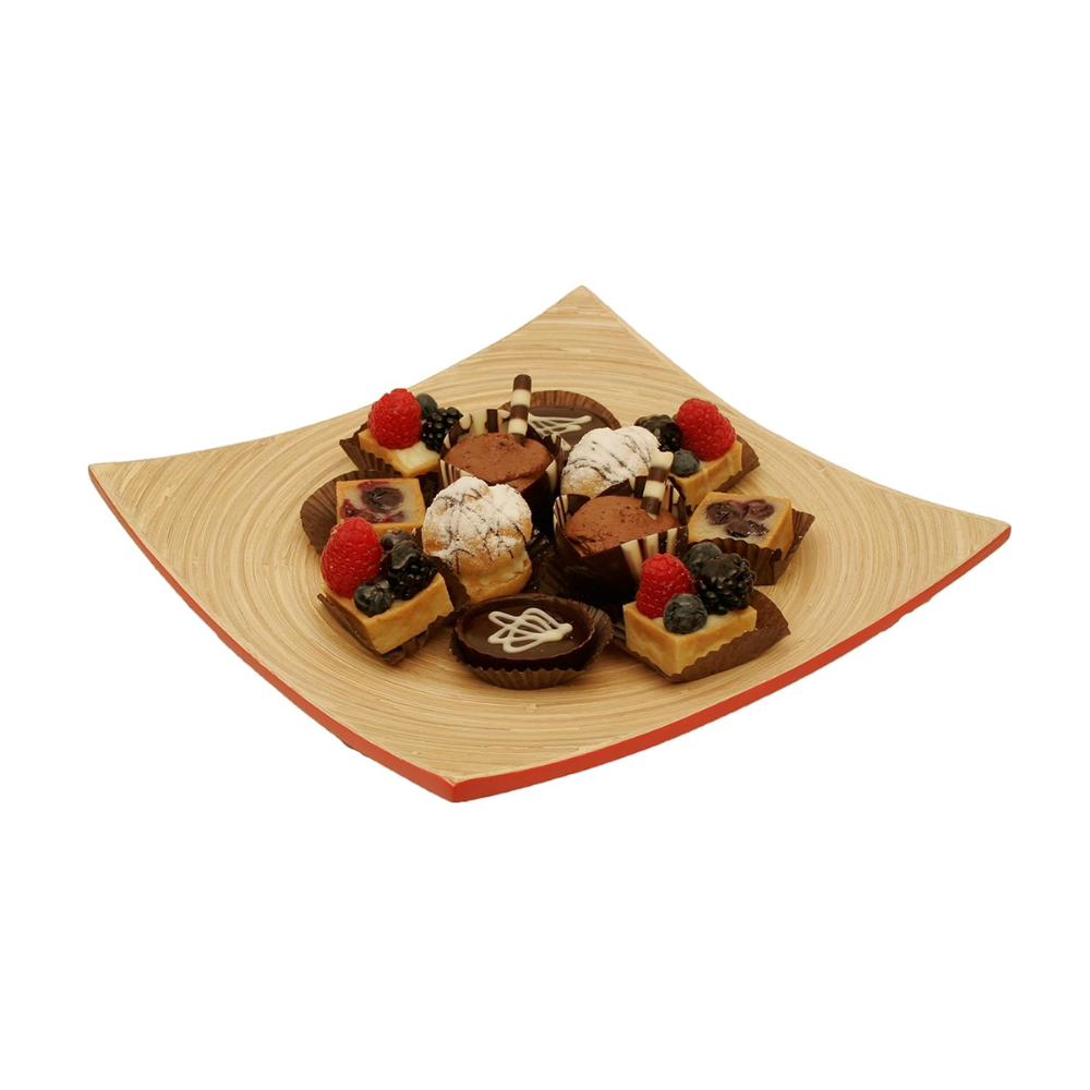 Top Seller and Top Trending Spun Bamboo Plate/ Spun Bamboo Nesting Plates with Red, Set of 3 From Vietnam