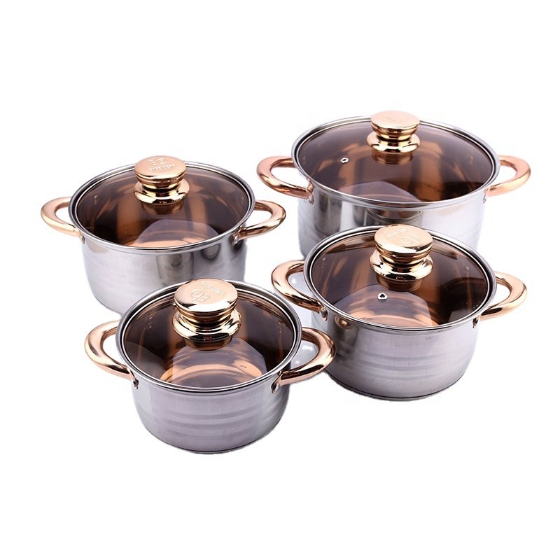 Wholesale Home Use Cooking Pots Sets Nonstick High Quality Cooking Set 12pcs Stainless Steel Cookware Set