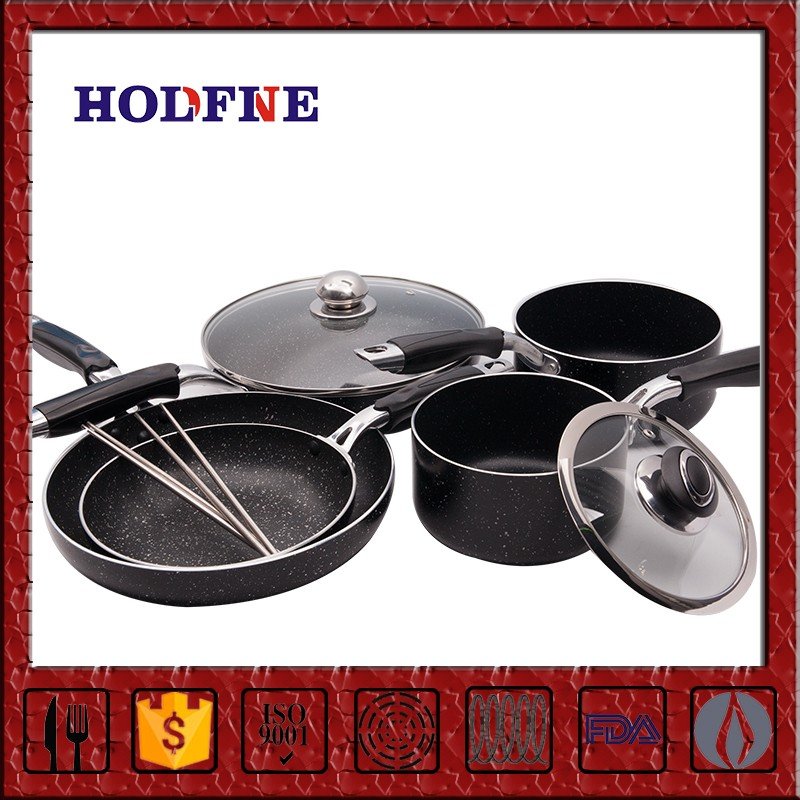 3-5 pcs Non Stick Black Cookware set, Cool Touch Handles, Oven Safe, PTFE and PFOA free