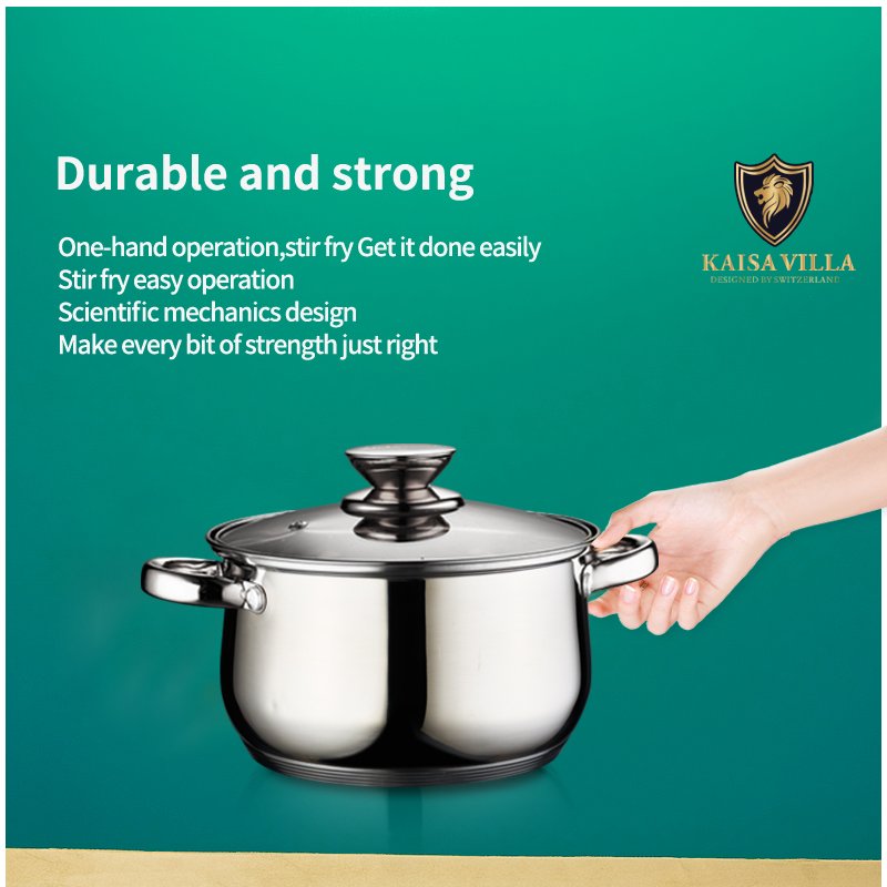 KAISA VILLA W2004 Stainless Steel Cooking Pots Kitchen Pot Set Cookware Sets Non Stick soup & stock pots wholesale