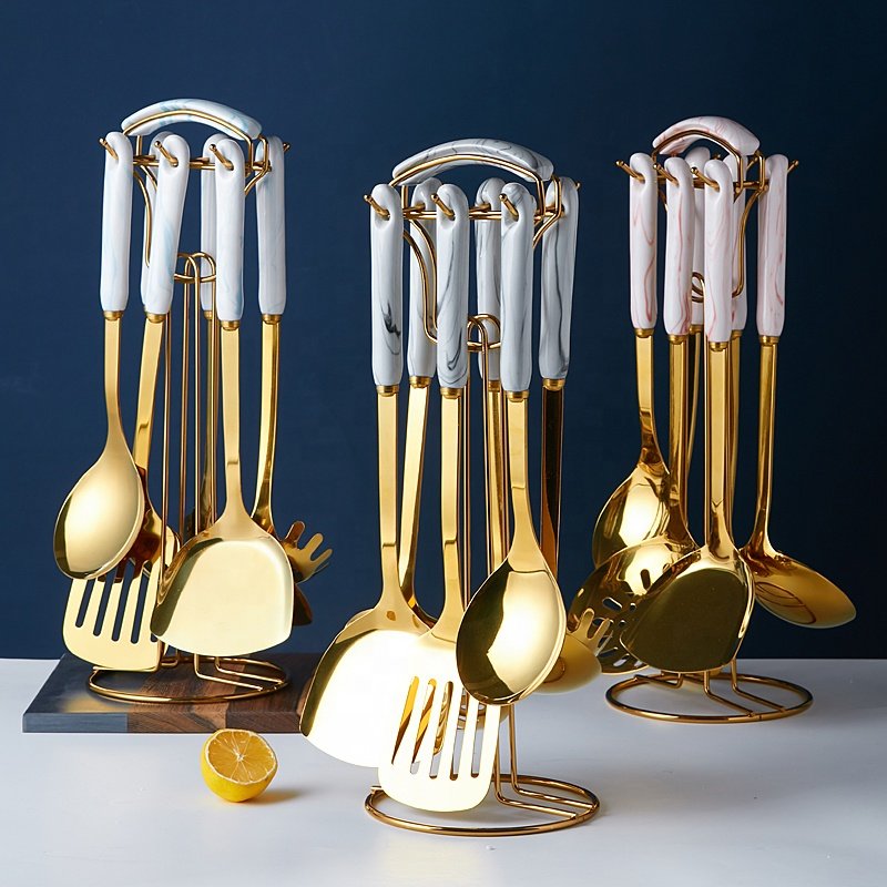 Wholesale High Quality Accessories 7pcs Home Kitchen Tool Handle Kitchen Utensils Set Stainless Steel with Ceramic Metal 16 Sets