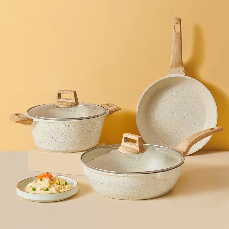 Chinese Suppliers Family Use New Design Non Stick Home Kitchen Cookware Sets Cooking Pot Set With Handle