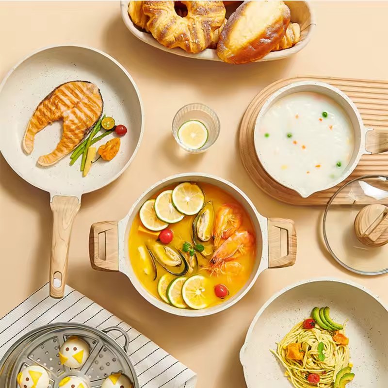 Chinese Suppliers Family Use New Design Non Stick Home Kitchen Cookware Sets Cooking Pot Set With Handle