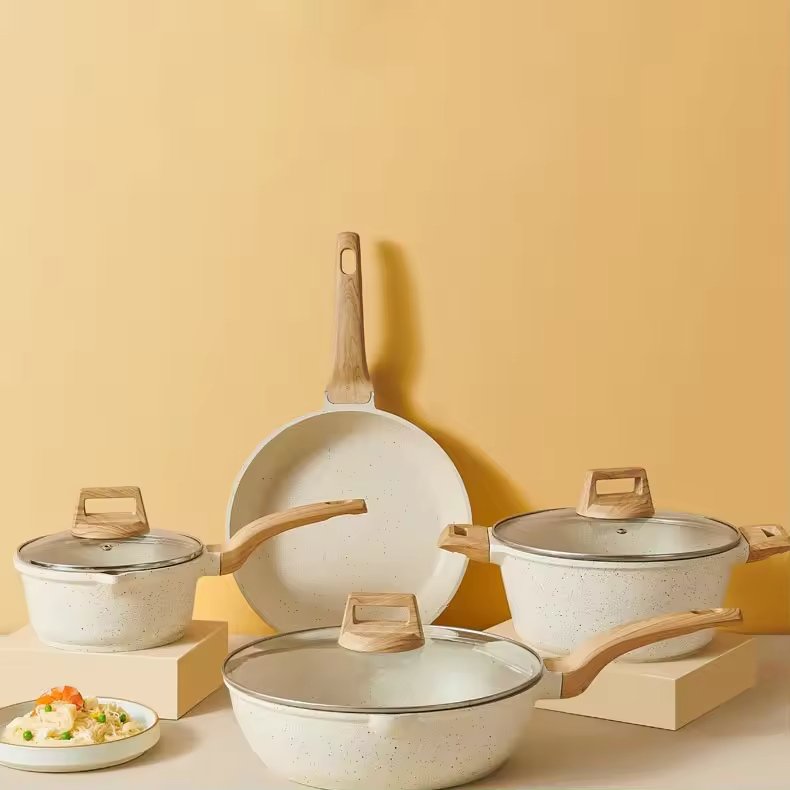 Chinese Suppliers Family Use New Design Non Stick Home Kitchen Cookware Sets Cooking Pot Set With Handle