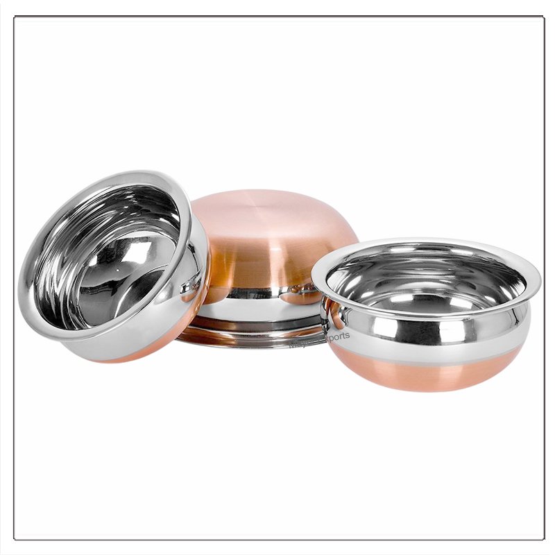Classic Design Stainless Steel Cook and Serve Bowl with Copper Base Sustainable Metal Kitchen Cookware Set Model Number Sets