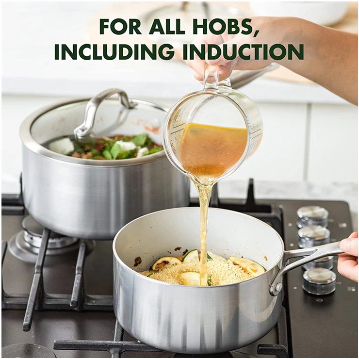 heavy duty 9 pieces Kitchenware 3-Ply clad Stainless Steel Cookware Sets Pots And Pans Set with stainless steel lid