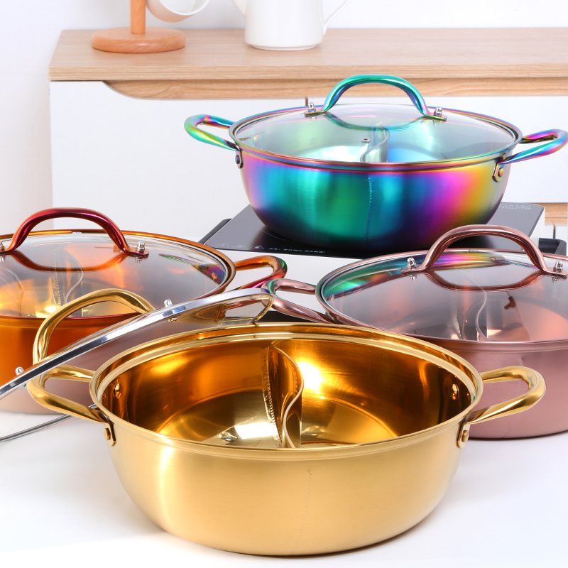 Kitchen Cookware Sets Soup Stock Stainless Steel Electric Divided Hot Pot