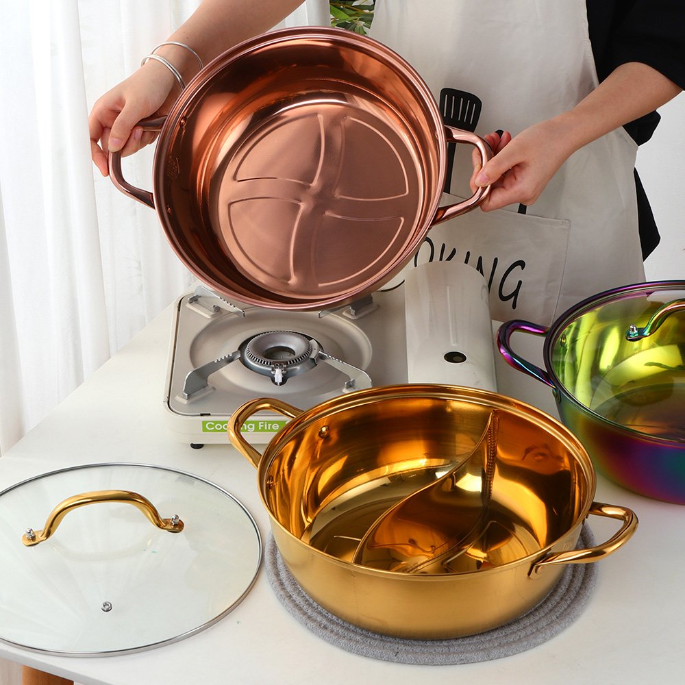 Kitchen Cookware Sets Soup Stock Stainless Steel Electric Divided Hot Pot