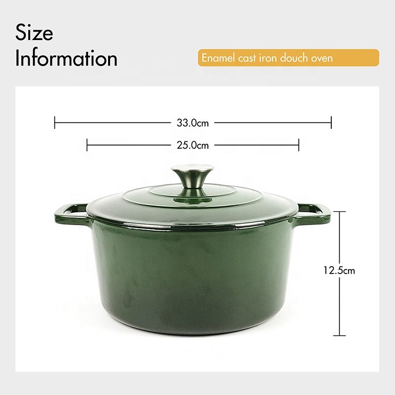 Factory Non Stick Kitchen Cookware Set Cast Iron Green Enamel Cookware Set Enamel Cast Iron Dutch Oven 5L Casserole with Handle