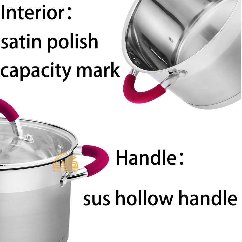 non-stick cookware sets 8 piece pots and pans set kitchen glass ware 5 ply steel stainless cooking pot set with silica handle
