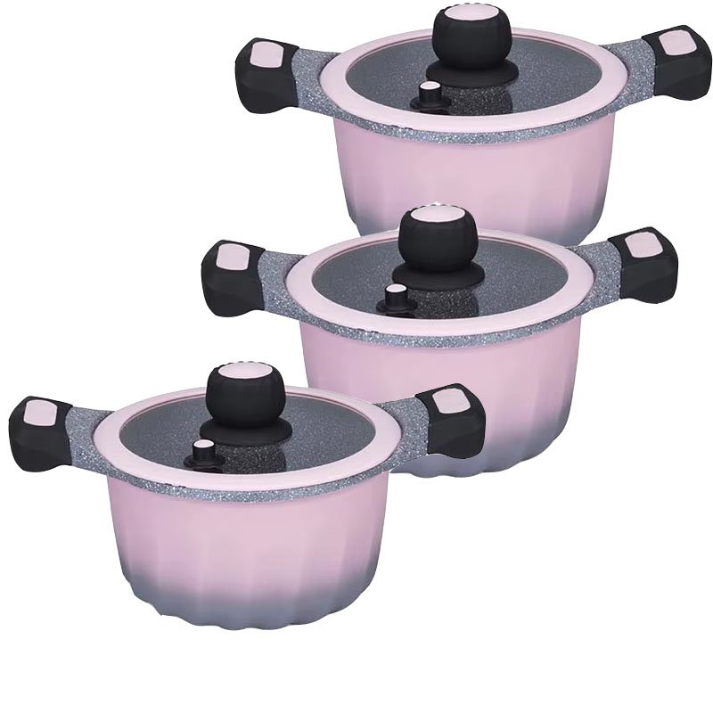 cookware set soup pot French seroes 6-piece set dark gray with black and white spots