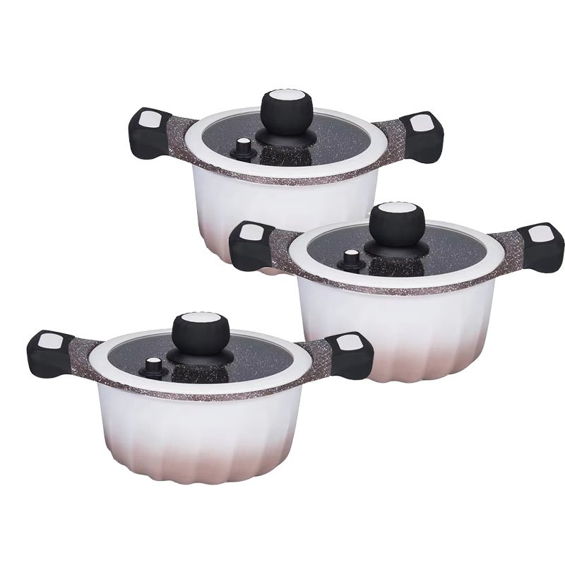 cookware set soup pot French seroes 6-piece set dark gray with black and white spots