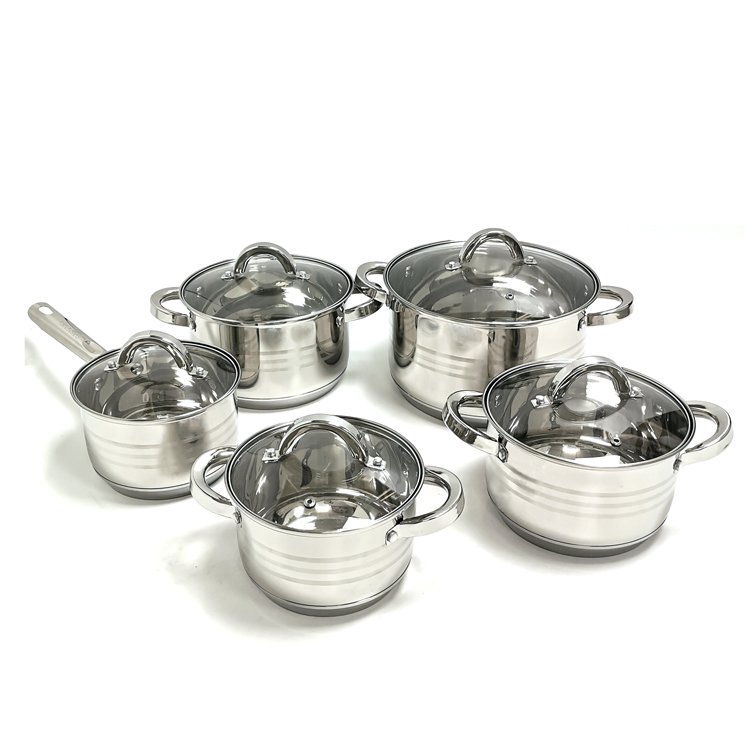 Multifunctional Belly Shaped Casserole 10 Piece Cookware Set Pot For Cooking Induction Cookers