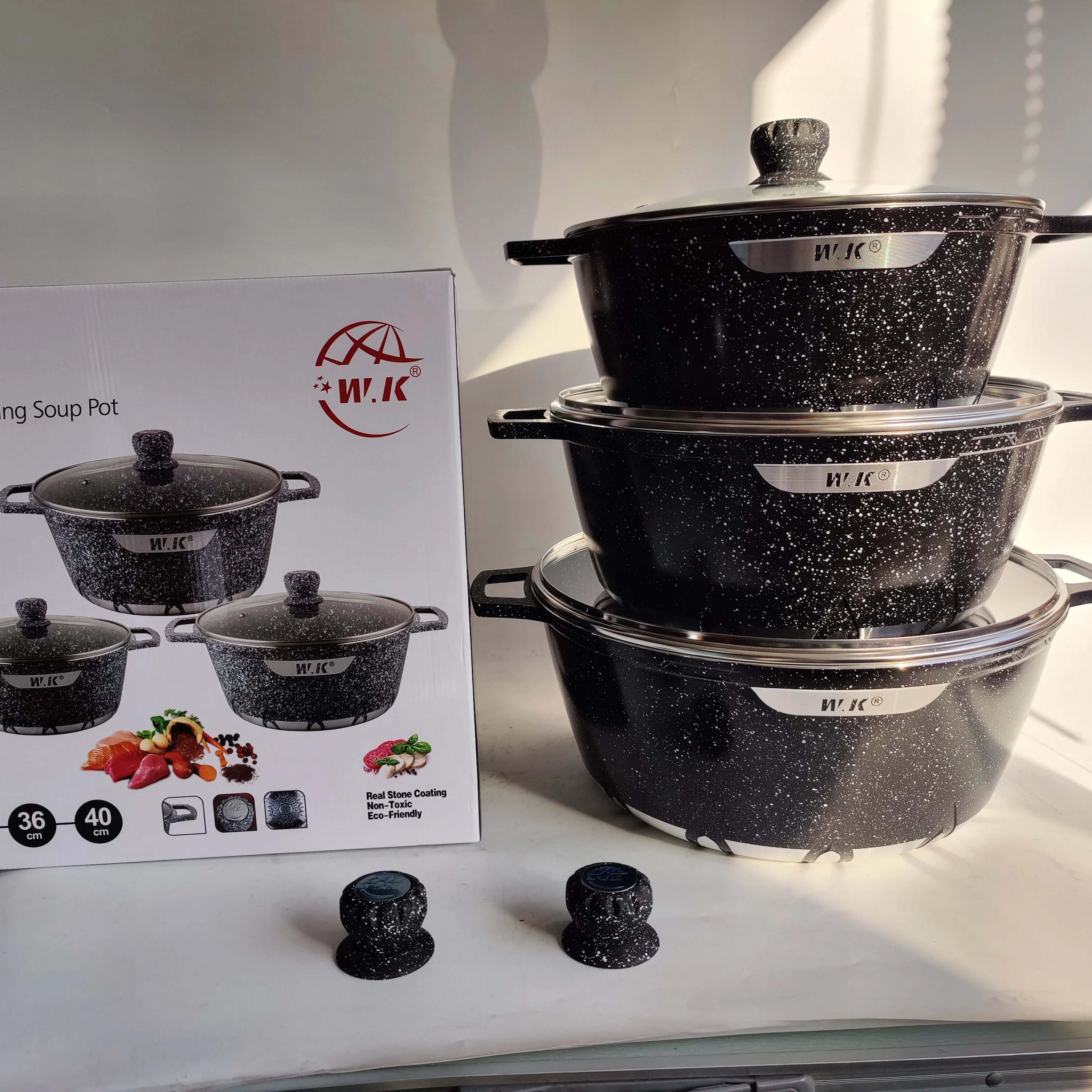 Customized Logo 6pcs Sets Panelas Cookware Set Luxury 32-36-43cm Jumbo Panelas Cookware Set Casserole