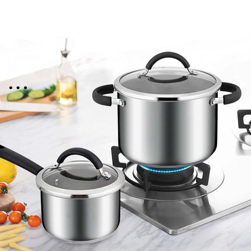 Classic Design Stainless Steel Induction Bottom Cookware Set Good Price Home Kitchenware for Electric & Gas Pots Pans Compatible