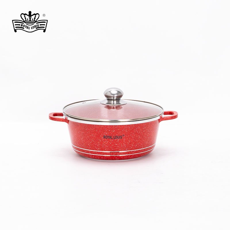 Hot sale 6pcs red aluminum cooking pots stockpot soup pot medical stone coating nonstick cookware set kitchenware wholesale