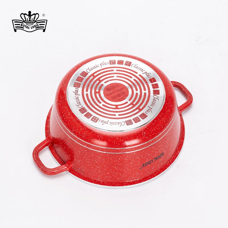 Hot sale 6pcs red aluminum cooking pots stockpot soup pot medical stone coating nonstick cookware set kitchenware wholesale