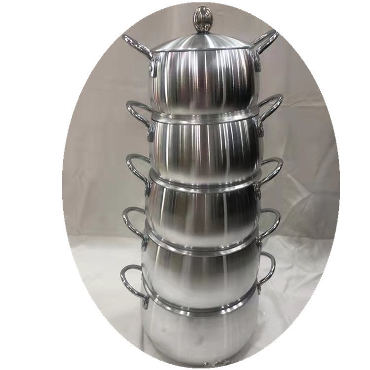 5Pcs Aluminum Belly Pot 16-24CM Satin Finished Aluminum Cooking Pot Hot Selling Kitchenware Set