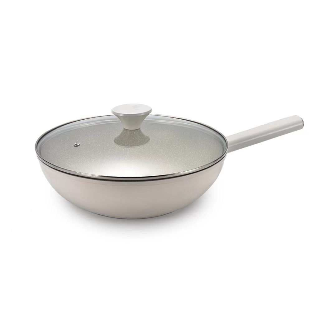 Newest Custom Cast Aluminum Cookware Sets Aluminum Cookware Set Kitchen Pots Forged Aluminum Beige With Black Cookware Sets